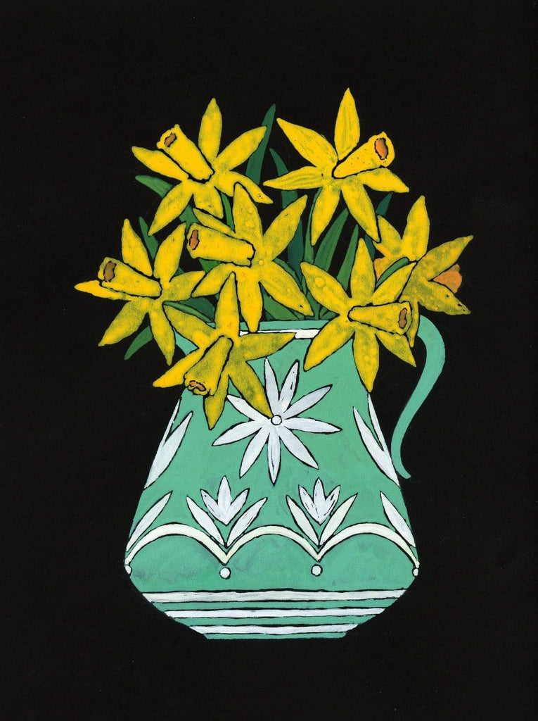 Daffodils in A Green Vase
