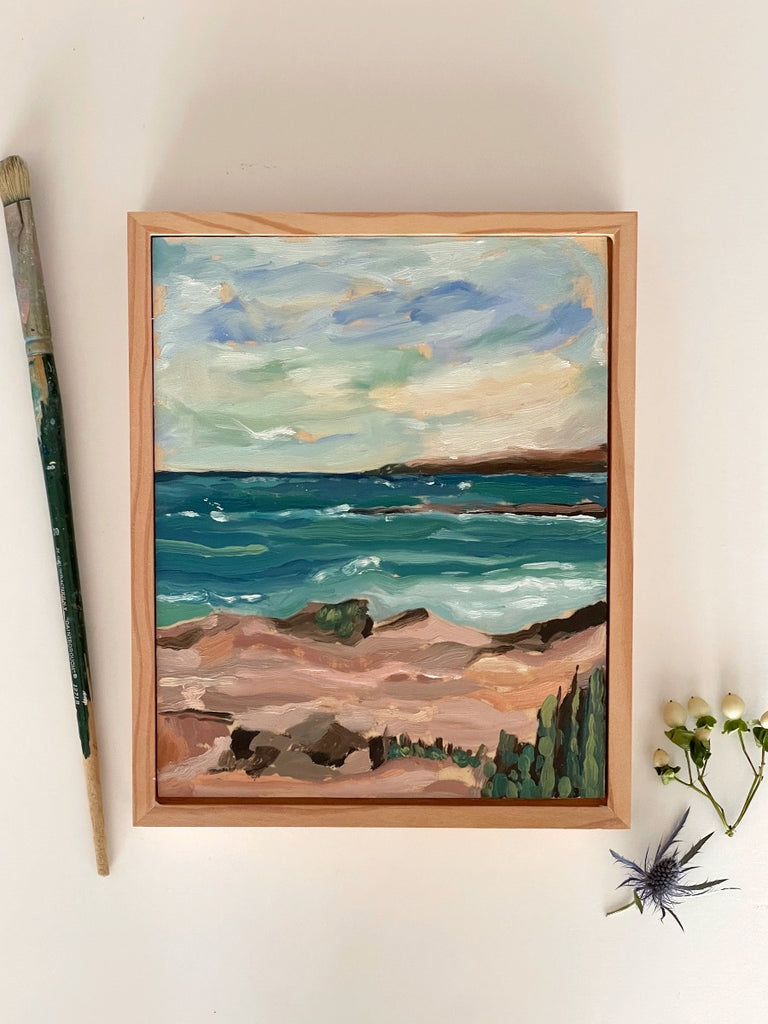 Original oil seascape painting on birch wood panel 8x10 inches by Liz Langley Studio