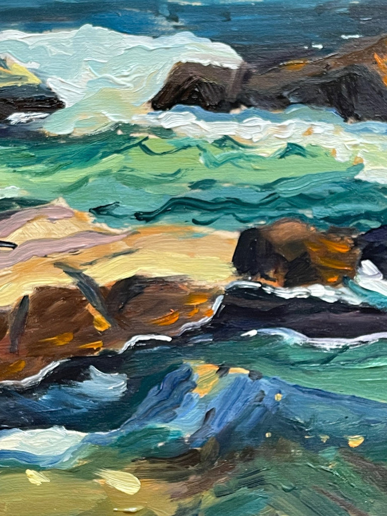 detail of 8x10 seascape oil on panel by Liz Langley