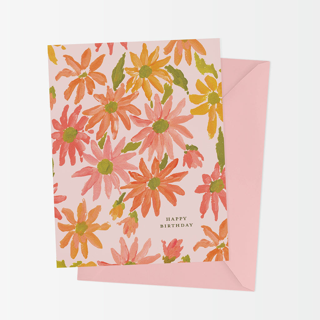 Daisies Birthday Card (Pink)
