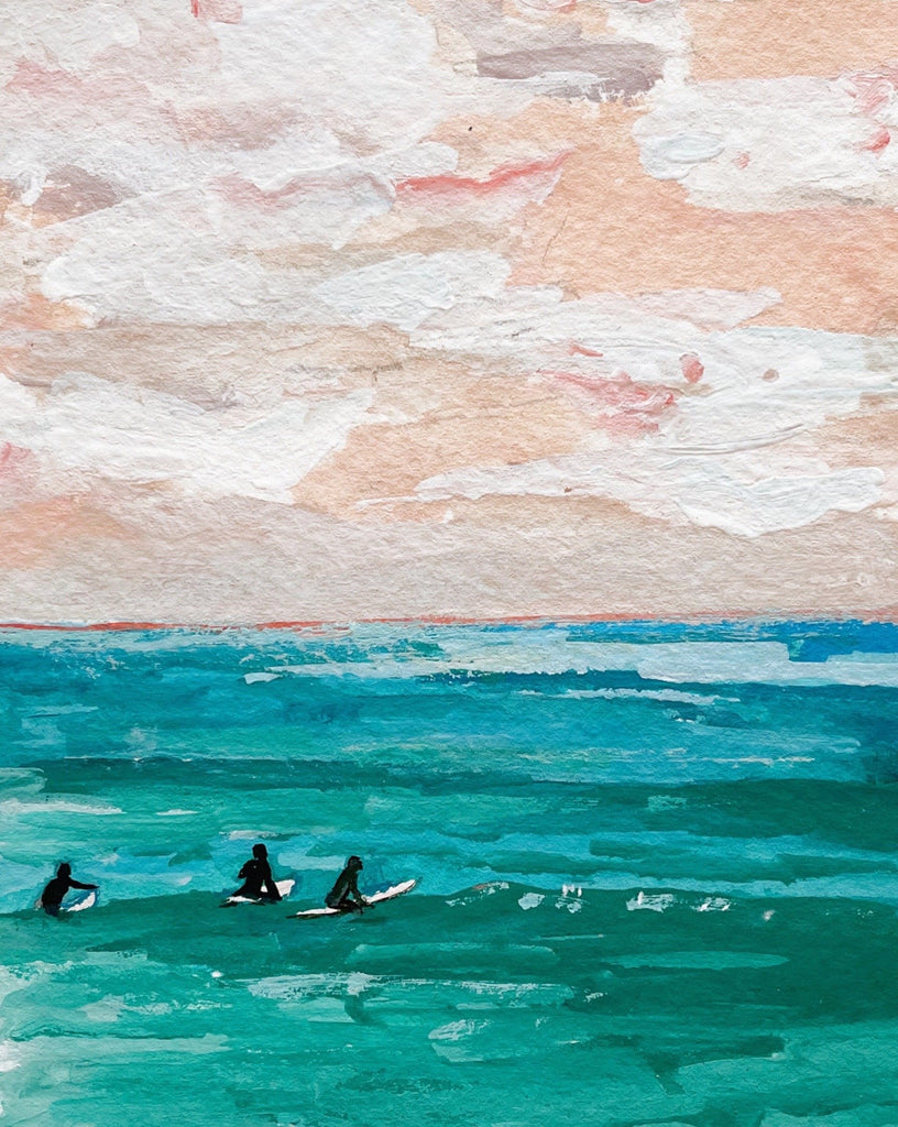 The Lineup: Small Acrylic Seascape Painting