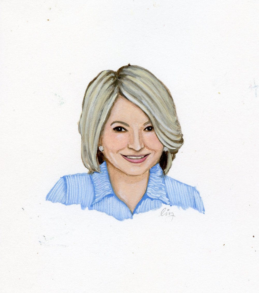 Martha Stewart portrait in gouache by Liz Langley 