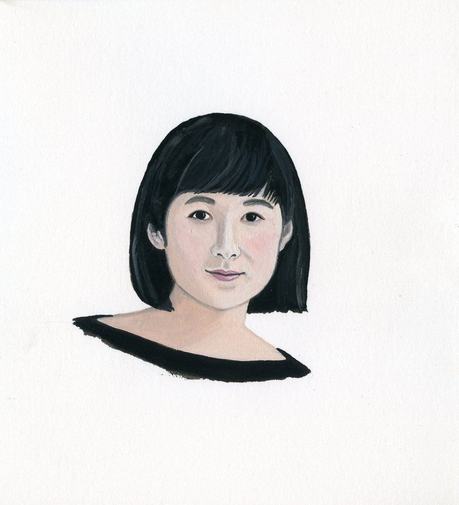 Maya Lin portrait in gouache by Liz Langley 