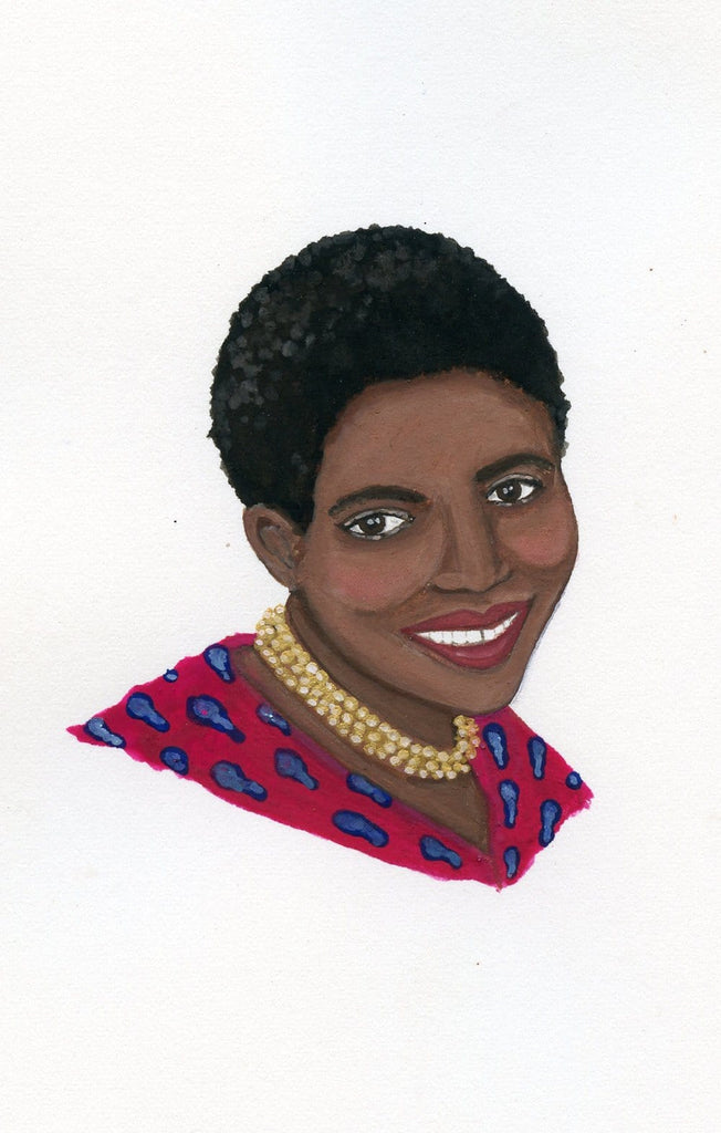 Miriam Makeba portrait in gouache by Liz Langley 