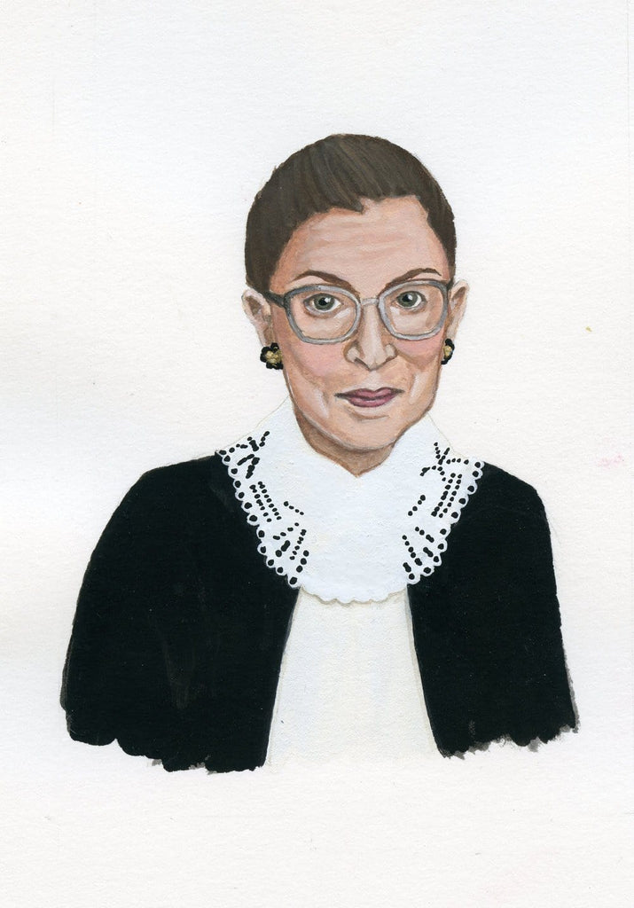 Ruth Bader Ginsberg portrait in gouache by Liz Langley