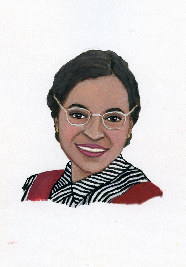 Rosa Parks portrait in gouache by Liz Langley 
